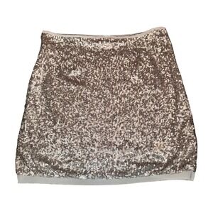 Olive & Oak Sequin Mini Skirt Party Sparkly Silver‎